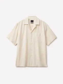 Camicia a righe in misto lino