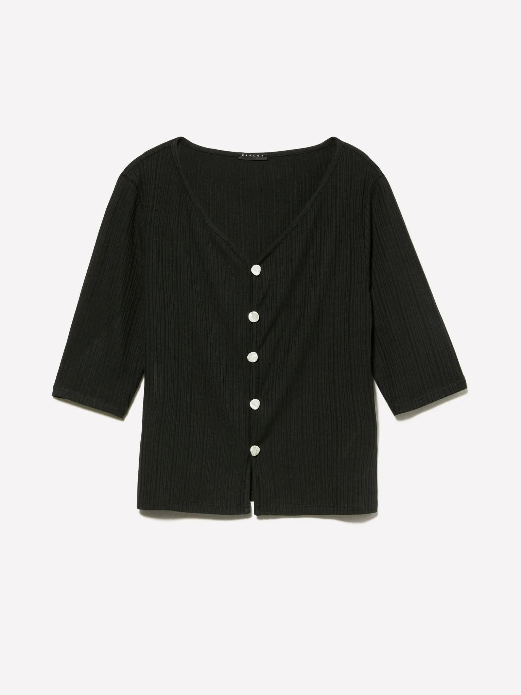 Cardigan slim fit nero a costine