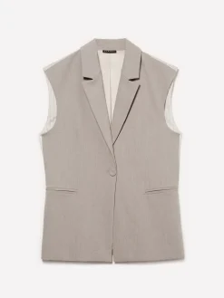 Gilet beige con contrasto rigato