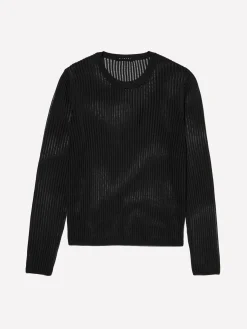 Maglia nera effetto rigato