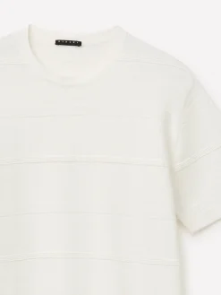 Maglia rigata in misto lino
