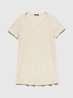 T-shirt scollo rotondo con taglio vivo