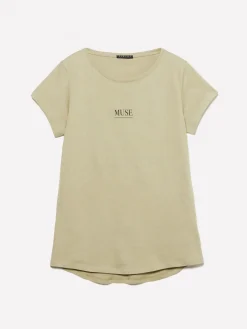 T-shirt verde militare con stampa